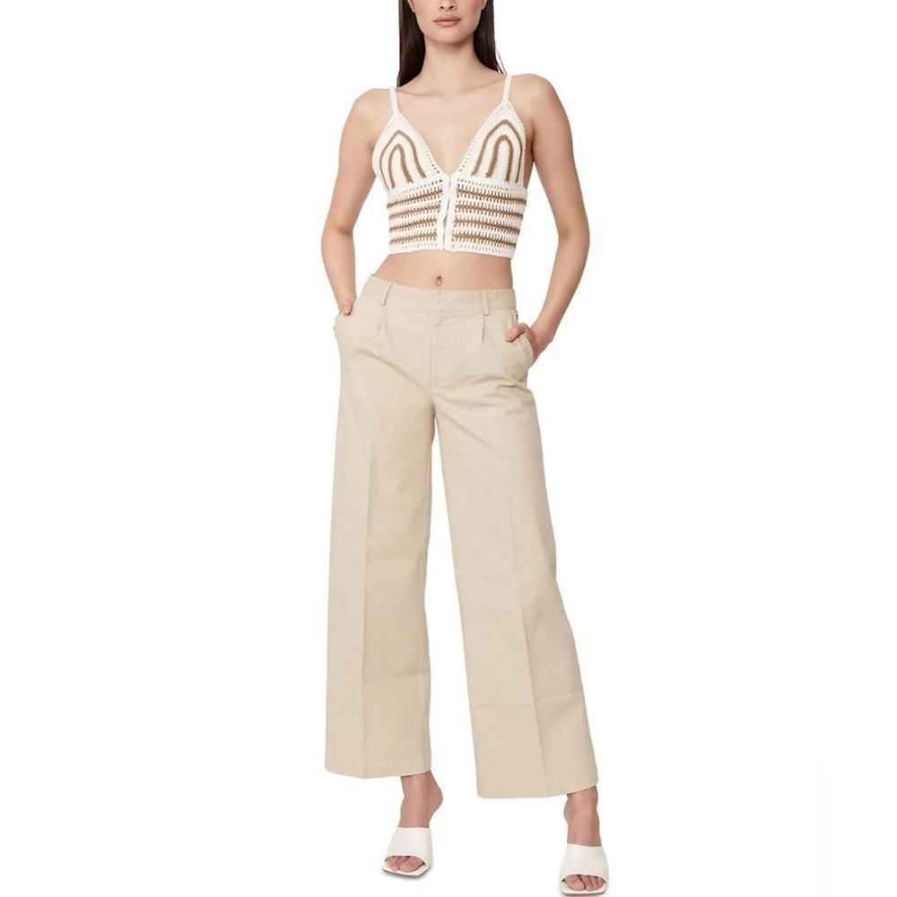 Bardot Farrah Crochet Knit Bralette Crop Top, Hook and Eye Closure, Medium NWT